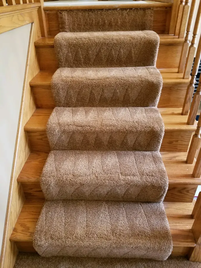 Stairs after, with fresh vacuum lines Stairs after, with fresh vacuum lines